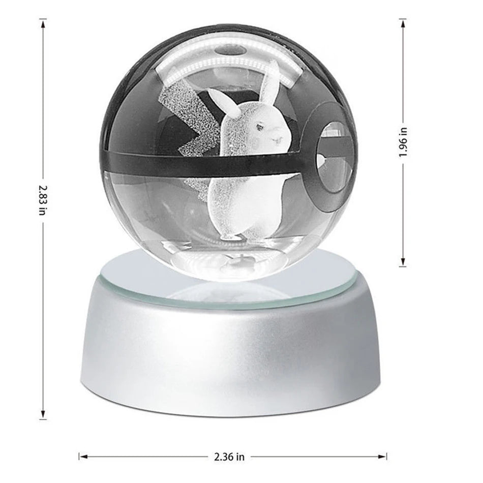 3D Crystal Poké Ball LED Night Light Lamp