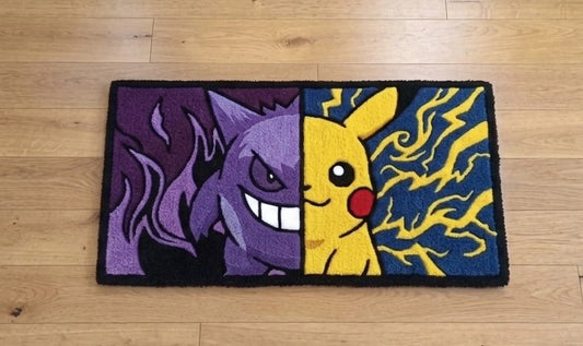 Gengar x Pikachu Split-Face Handmade Rug