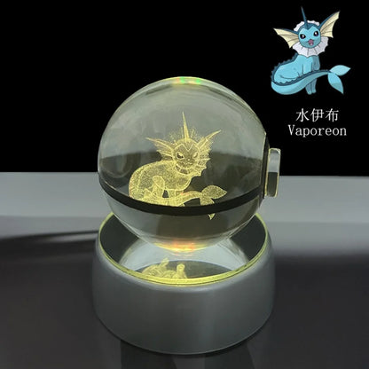 3D Crystal Poké Ball LED Night Light Lamp
