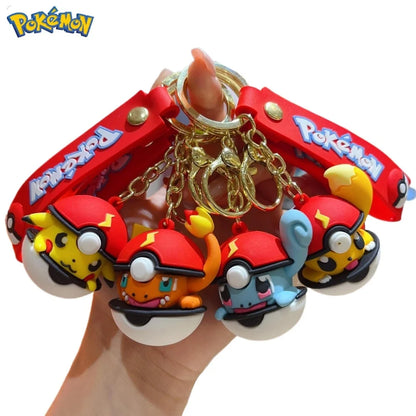 Cute Pokémon Peeking Poké Ball Keychains