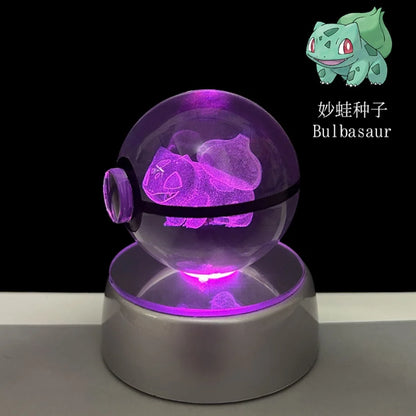 3D Crystal Poké Ball LED Night Light Lamp