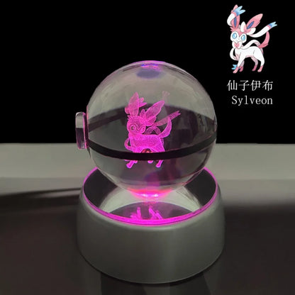 3D Crystal Poké Ball LED Night Light Lamp