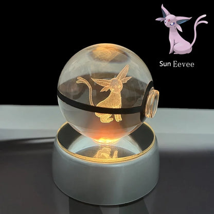 3D Crystal Poké Ball LED Night Light Lamp
