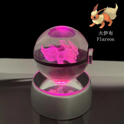 3D Crystal Poké Ball LED Night Light Lamp