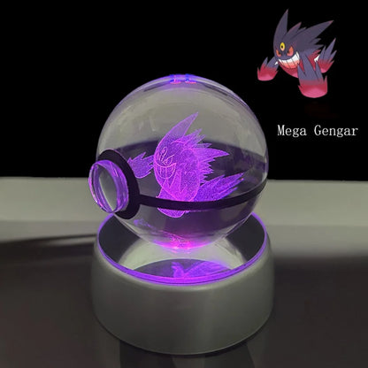 3D Crystal Poké Ball LED Night Light Lamp