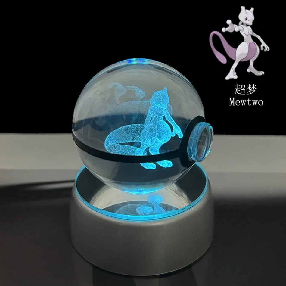 3D Crystal Poké Ball LED Night Light Lamp