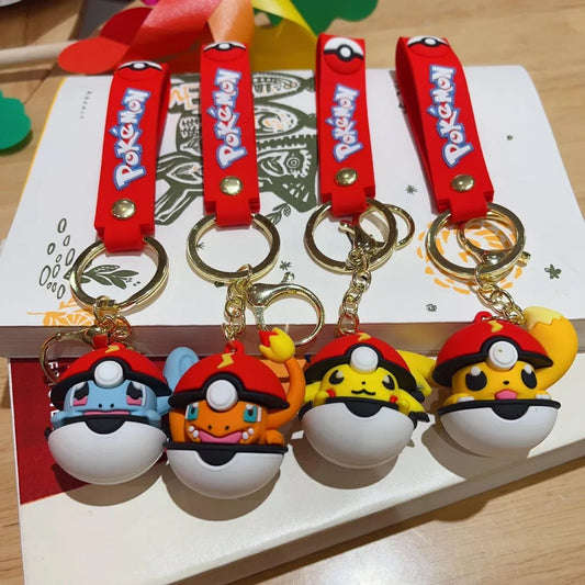 Cute Pokémon Peeking Poké Ball Keychains