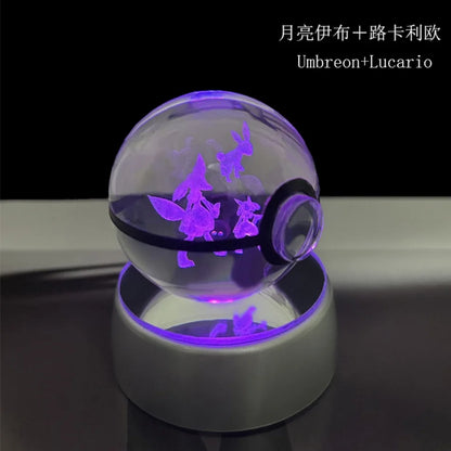 3D Crystal Poké Ball LED Night Light Lamp