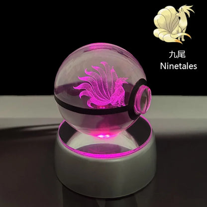 3D Crystal Poké Ball LED Night Light Lamp