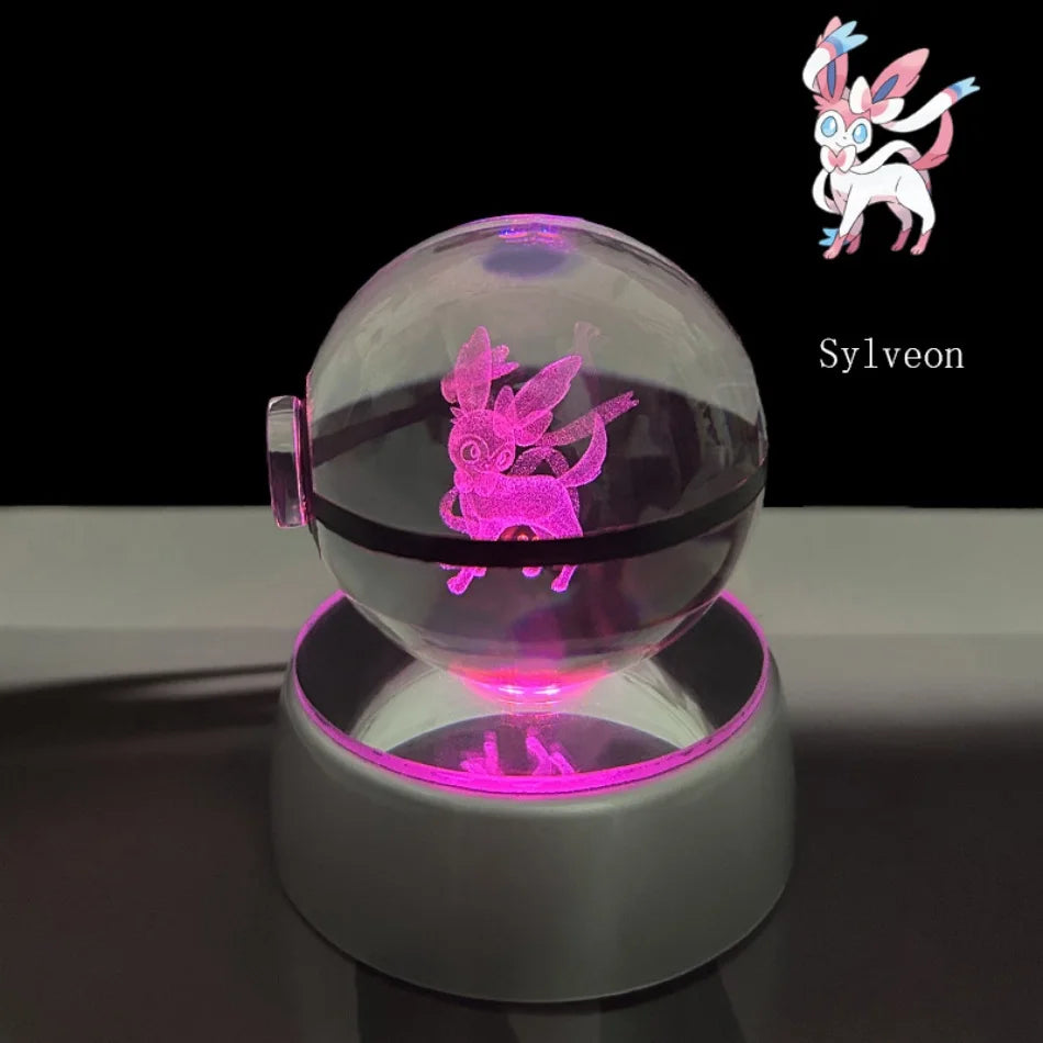 3D Crystal Poké Ball LED Night Light Lamp