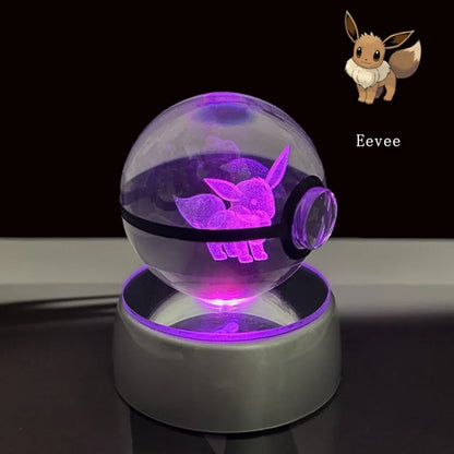 3D Crystal Poké Ball LED Night Light Lamp