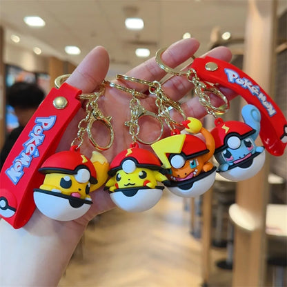 Cute Pokémon Peeking Poké Ball Keychains