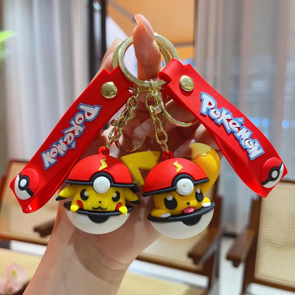 Cute Pokémon Peeking Poké Ball Keychains