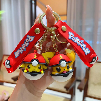 Cute Pokémon Peeking Poké Ball Keychains