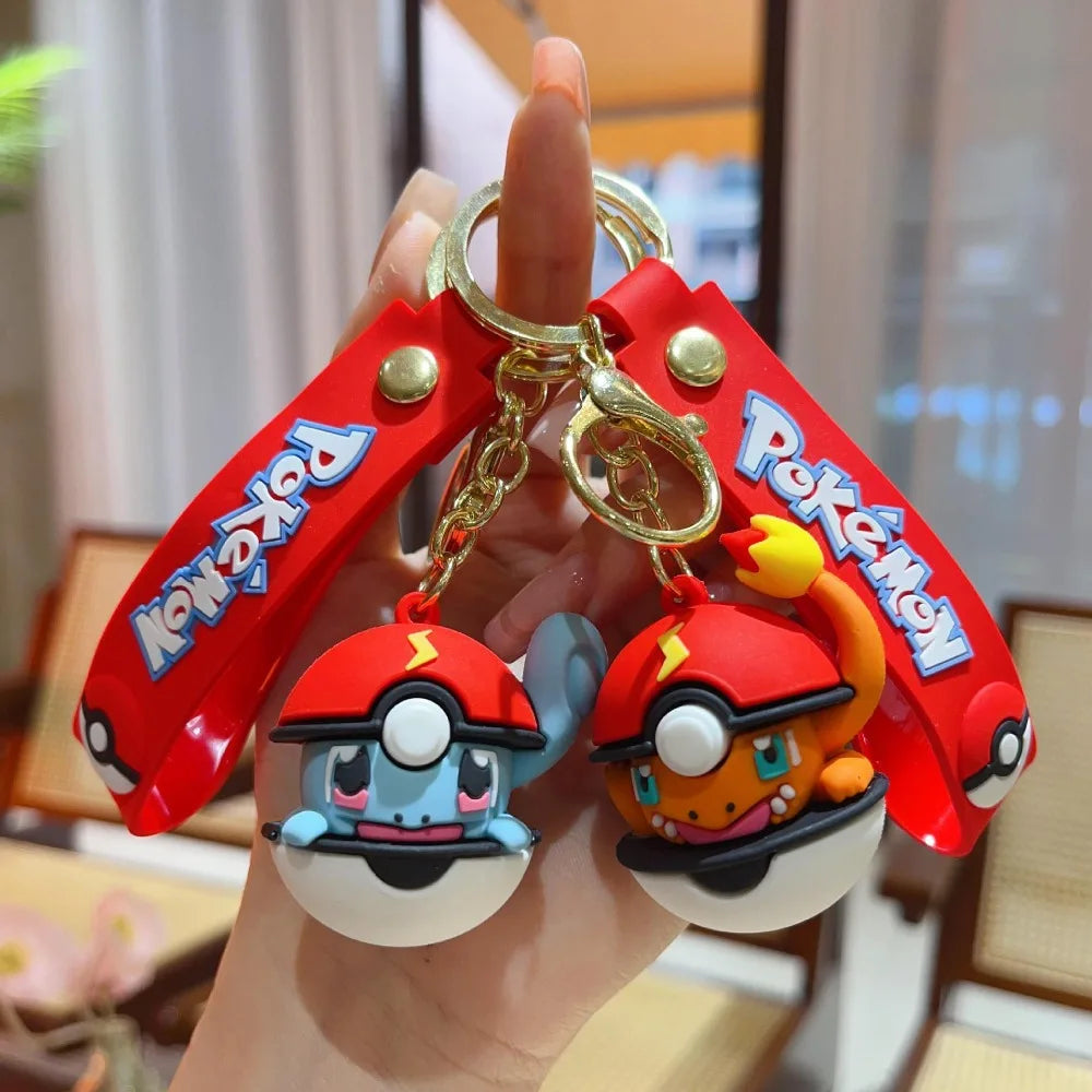 Cute Pokémon Peeking Poké Ball Keychains