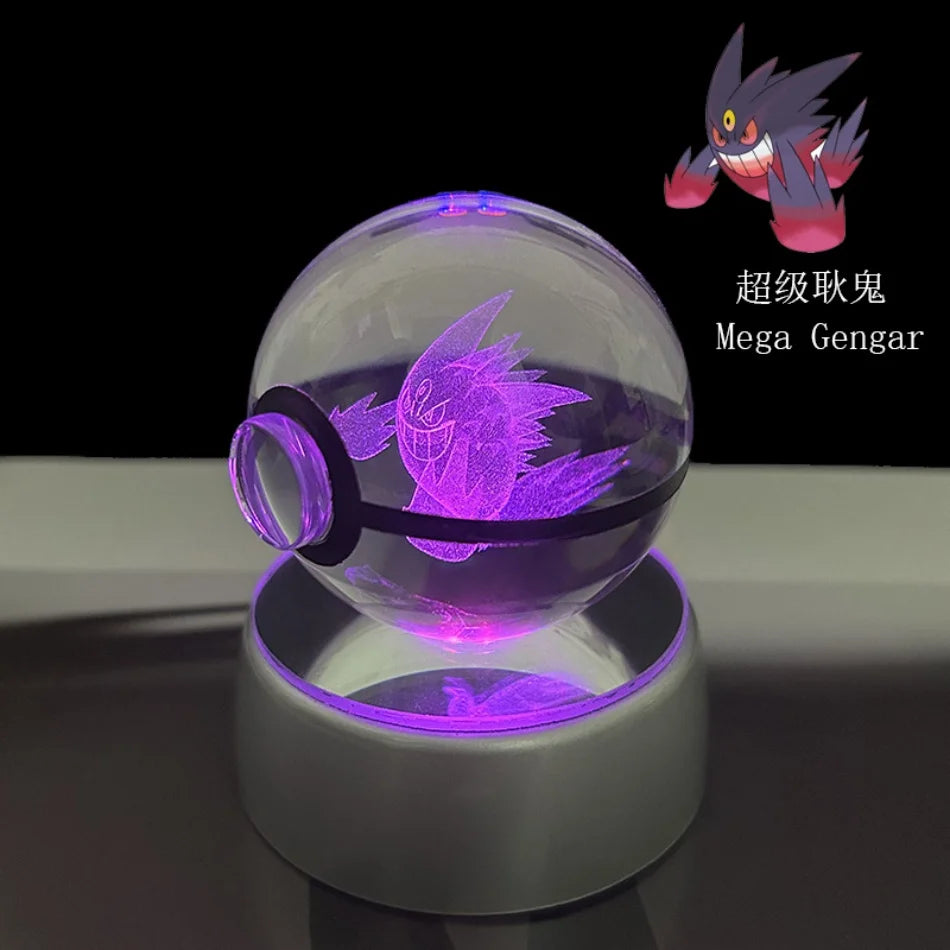 3D Crystal Poké Ball LED Night Light Lamp