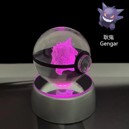 3D Crystal Poké Ball LED Night Light Lamp