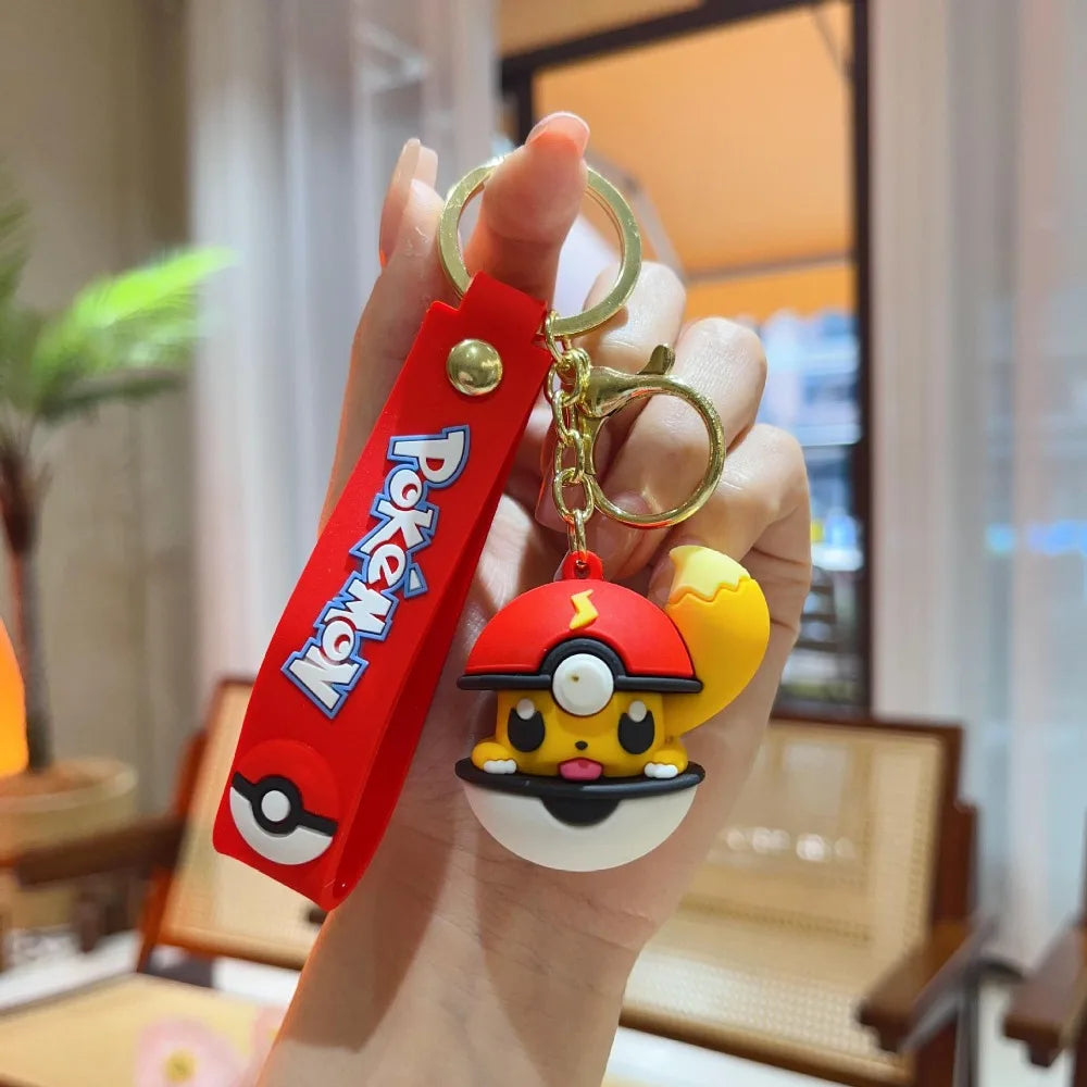Cute Pokémon Peeking Poké Ball Keychains