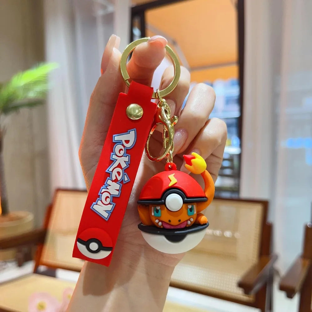 Cute Pokémon Peeking Poké Ball Keychains