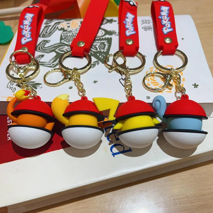 Cute Pokémon Peeking Poké Ball Keychains