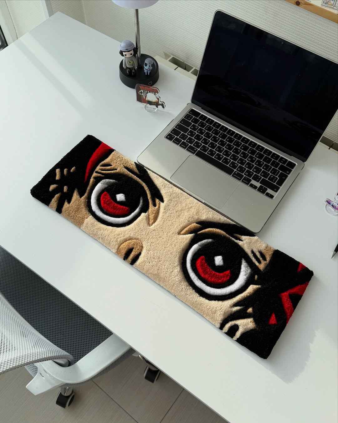 The Slayer's Gaze: Handmade Custom Anime Tufted Desk Mat